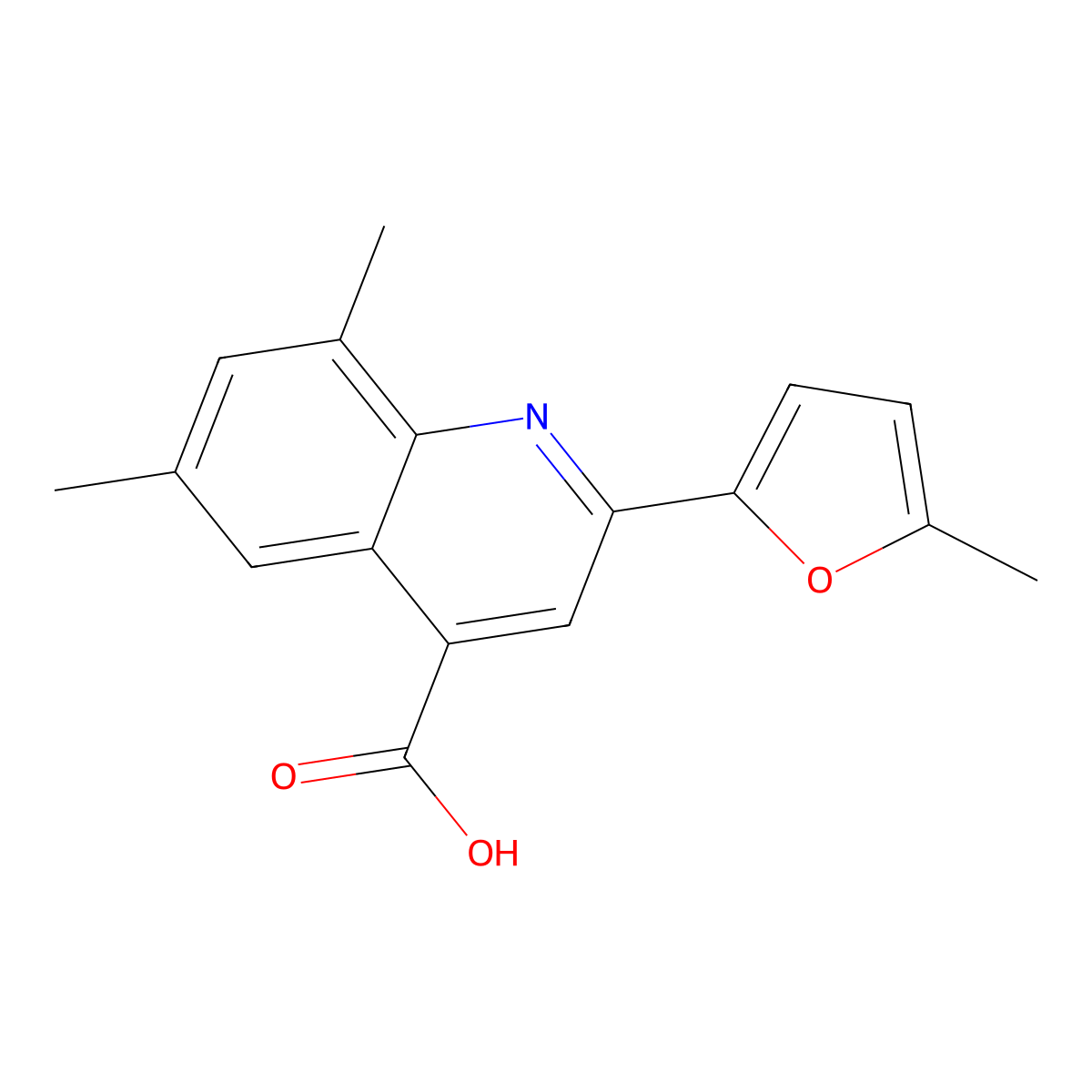 6,8-Dimethyl-2-(5-methyl-2-furyl)quinoline-4-carboxylic acid molecular structure, CAS 438230-57-0