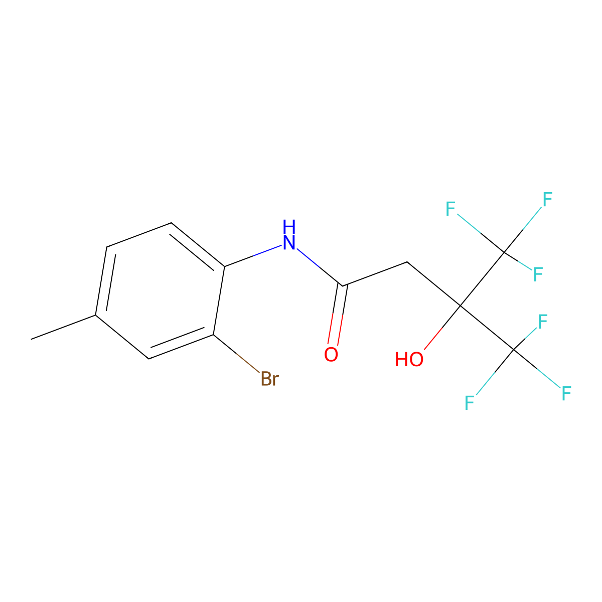 N-(2-bromo-4-methylphenyl)-4,4,4-trifluoro-3-hydroxy-3-(trifluoromethyl)butanamide molecular structure, CAS 438230-62-7