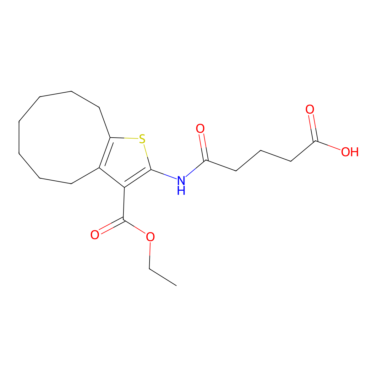 5-{[3-(ethoxycarbonyl)-5,6,7,8,9,10-hexahydro-4H-cyclonona[b]thiophen-2-yl]amino}-5-oxopentanoic acid molecular structure, CAS 438230-67-2
