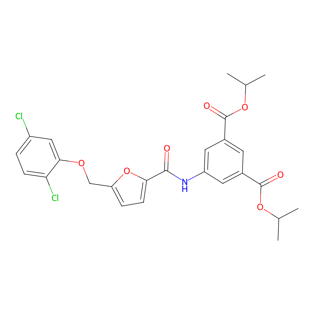 Diisopropyl 5-({5-[(2,5-dichlorophenoxy)methyl]-2-furoyl}amino)isophthalate molecular structure, CAS 438230-68-3