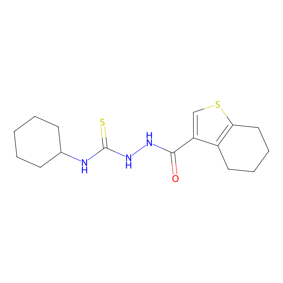 1-Cyclohexyl-3-(4,5,6,7-tetrahydro-1-benzothiophene-3-carbonylamino)thiourea molecular structure, CAS 438230-74-1