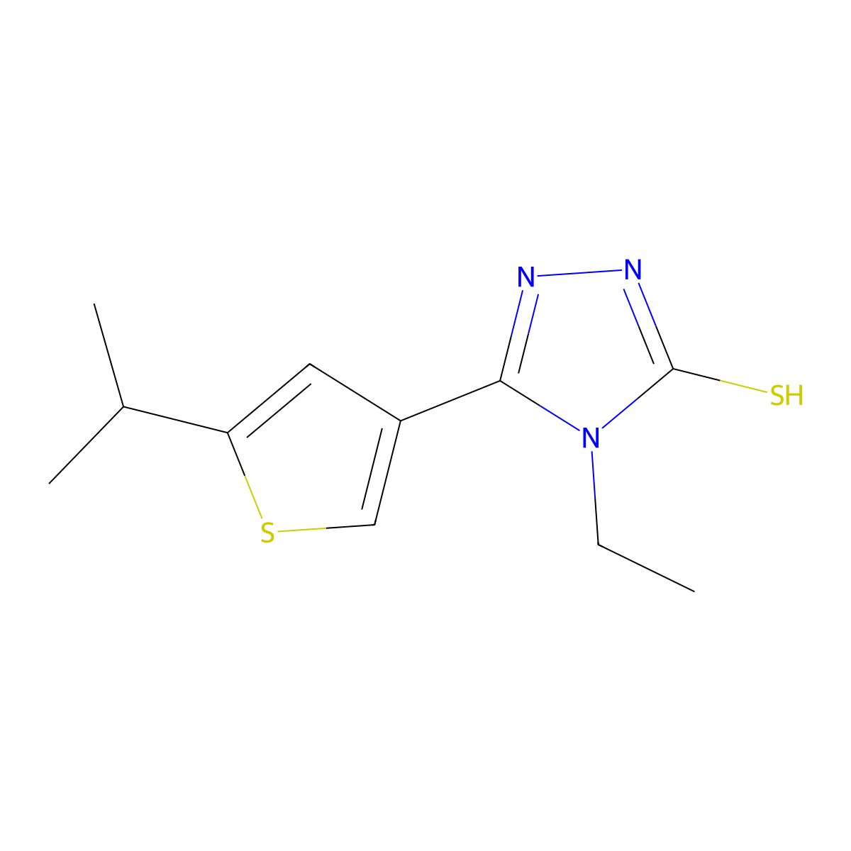 4-ethyl-5-(5-isopropylthien-3-yl)-4H-1,2,4-triazole-3-thiol molecular structure, CAS 438230-75-2