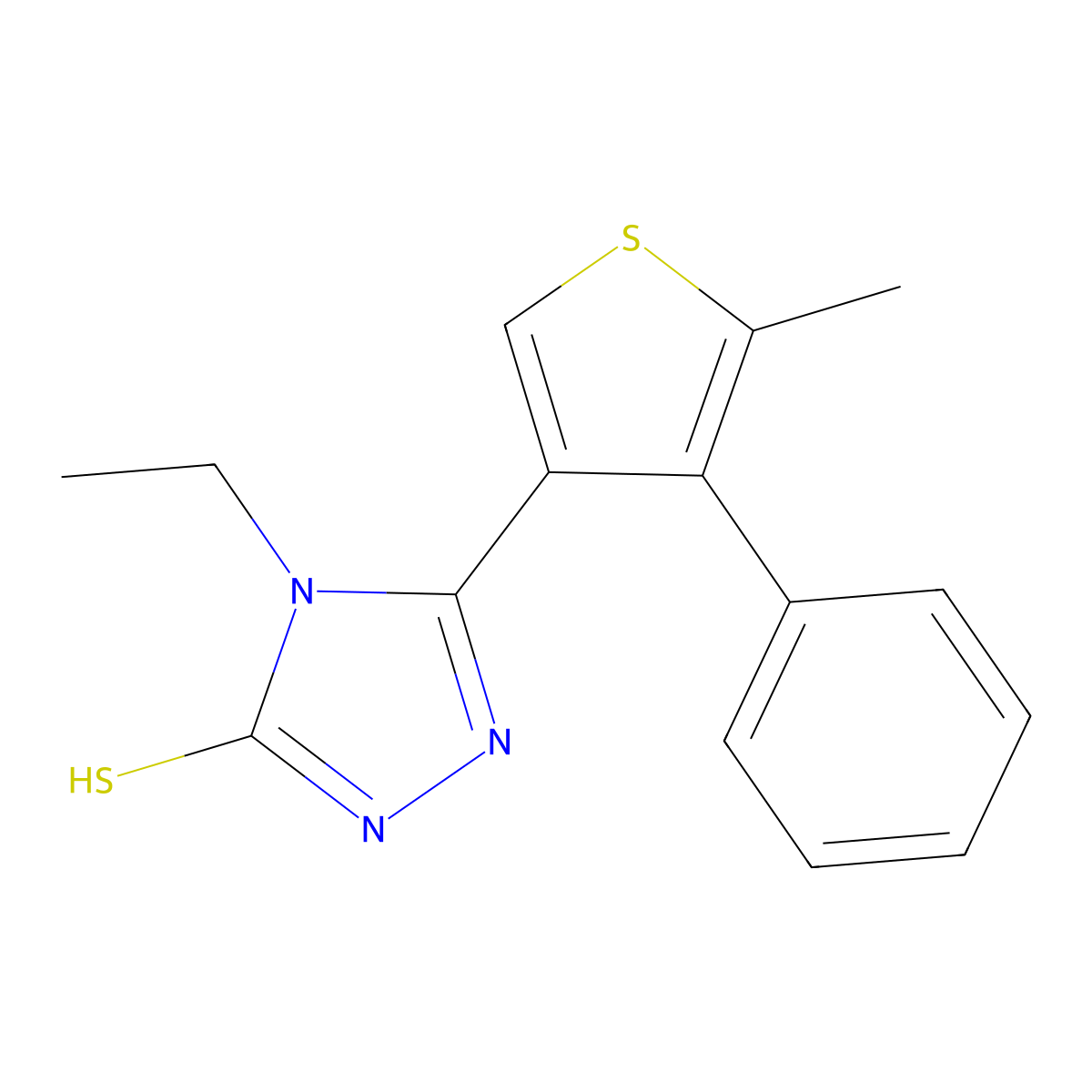 4-ethyl-5-(5-methyl-4-phenylthien-3-yl)-4H-1,2,4-triazole-3-thiol molecular structure, CAS 438230-83-2