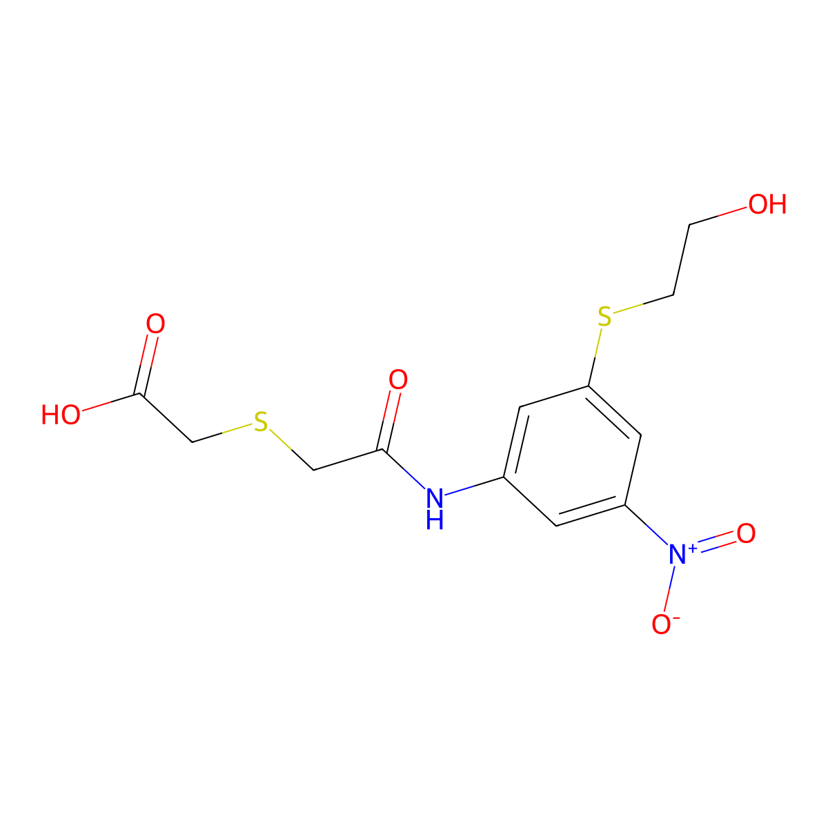[(2-{3-[(2-Hydroxyethyl)sulfanyl]-5-nitroanilino}-2-oxoethyl)sulfanyl]acetic acid molecular structure, CAS 438230-86-5