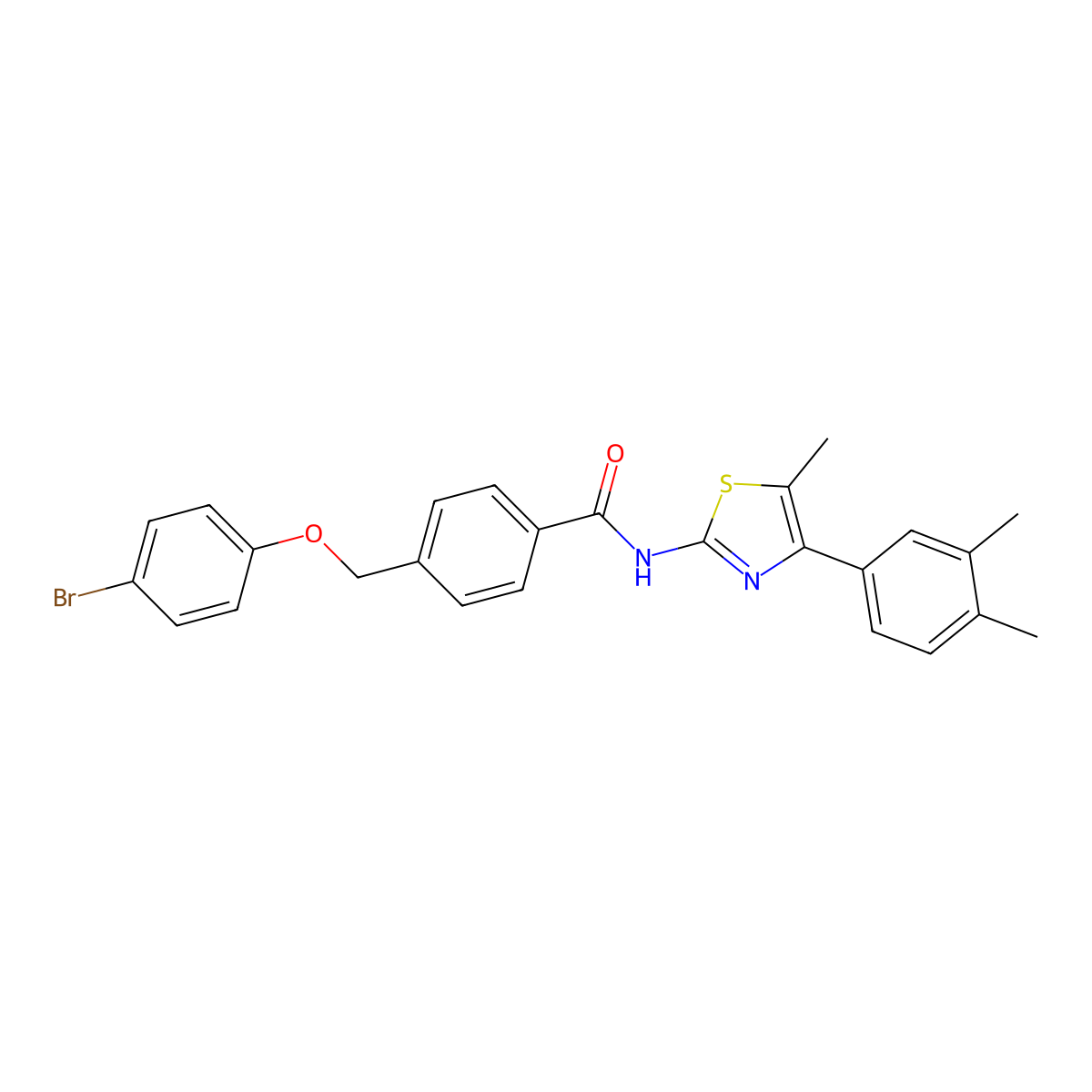 4-[(4-bromophenoxy)methyl]-N-[4-(3,4-dimethylphenyl)-5-methyl-1,3-thiazol-2-yl]benzamide molecular structure, CAS 438230-87-6