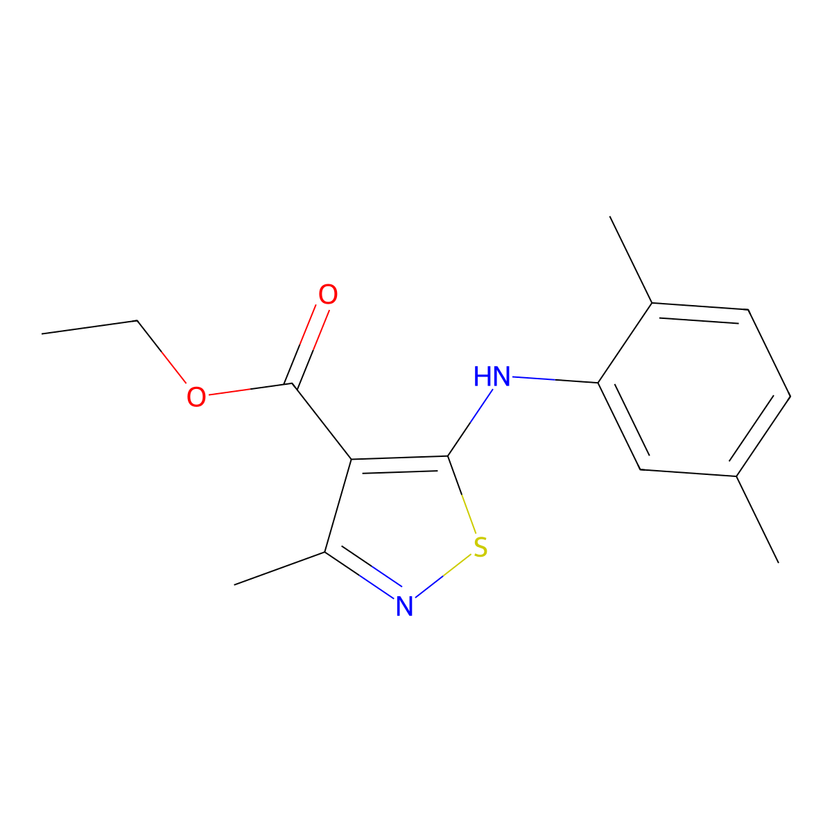 Ethyl 5-(2,5-dimethylanilino)-3-methyl-4-isothiazolecarboxylate molecular structure, CAS 438230-88-7