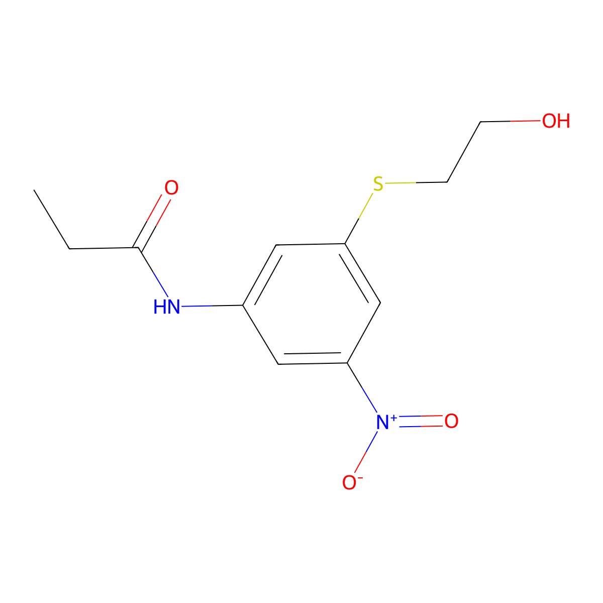 N-{3-[(2-hydroxyethyl)sulfanyl]-5-nitrophenyl}propanamide molecular structure, CAS 438230-94-5