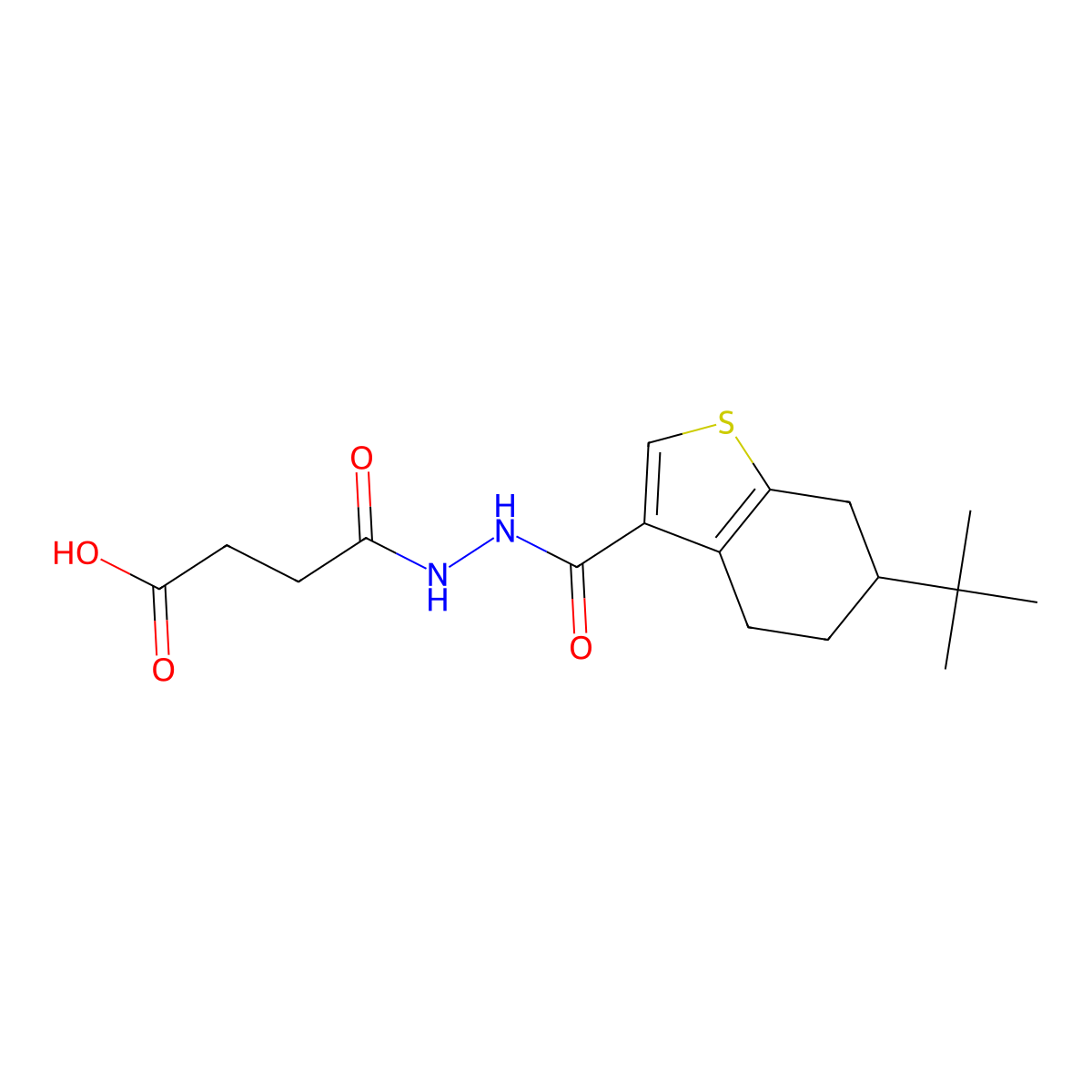 4-{2-[(6-Tert-butyl-4,5,6,7-tetrahydro-1-benzothien-3-yl)carbonyl]hydrazino}-4-oxobutanoic acid molecular structure, CAS 438230-95-6