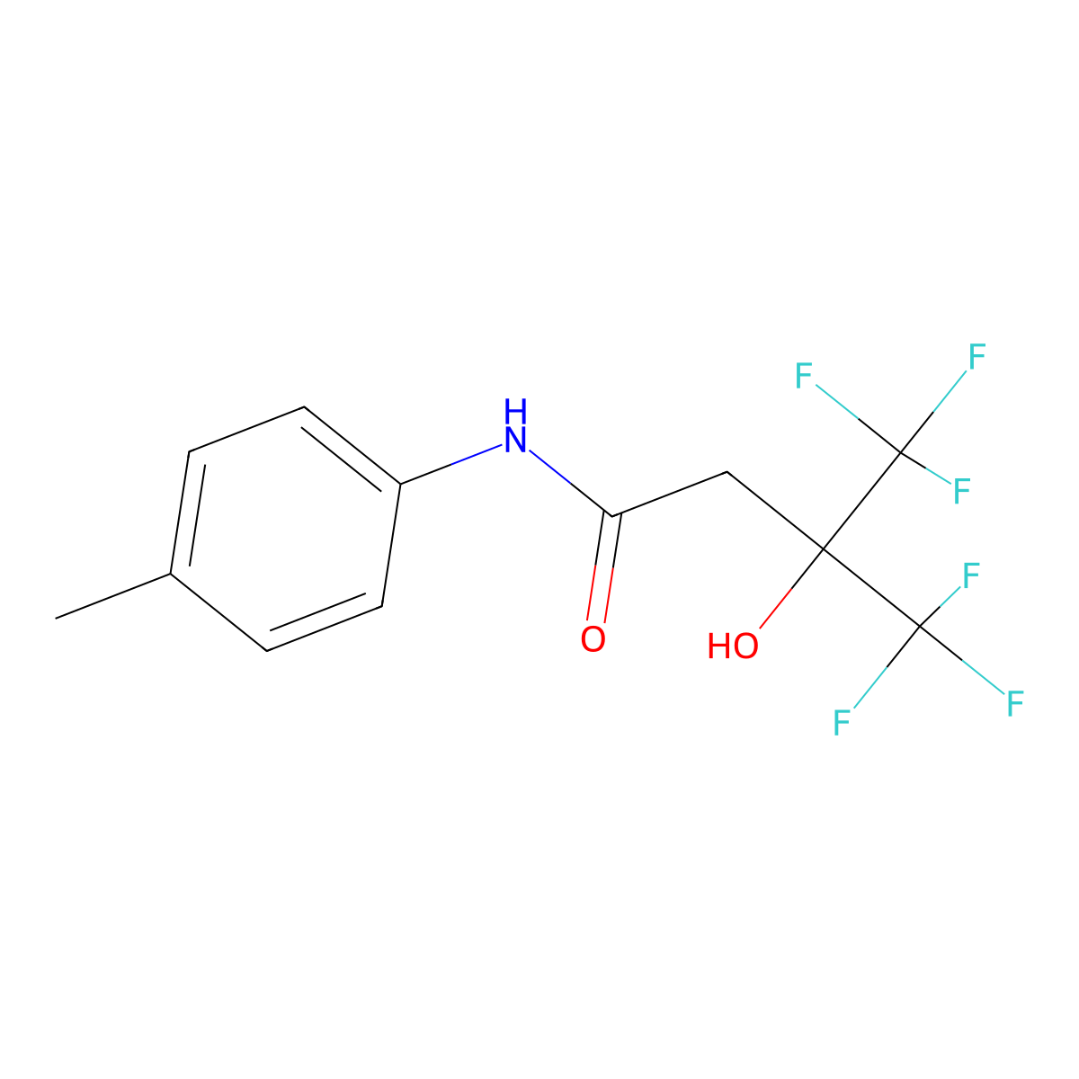 4,4,4-trifluoro-3-hydroxy-N-(4-methylphenyl)-3-(trifluoromethyl)butanamide molecular structure, CAS 438230-98-9