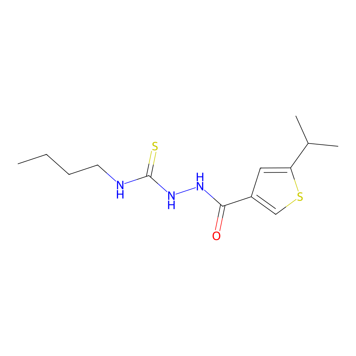 1-Butyl-3-[[oxo-(5-propan-2-yl-3-thiophenyl)methyl]amino]thiourea molecular structure, CAS 438231-00-6