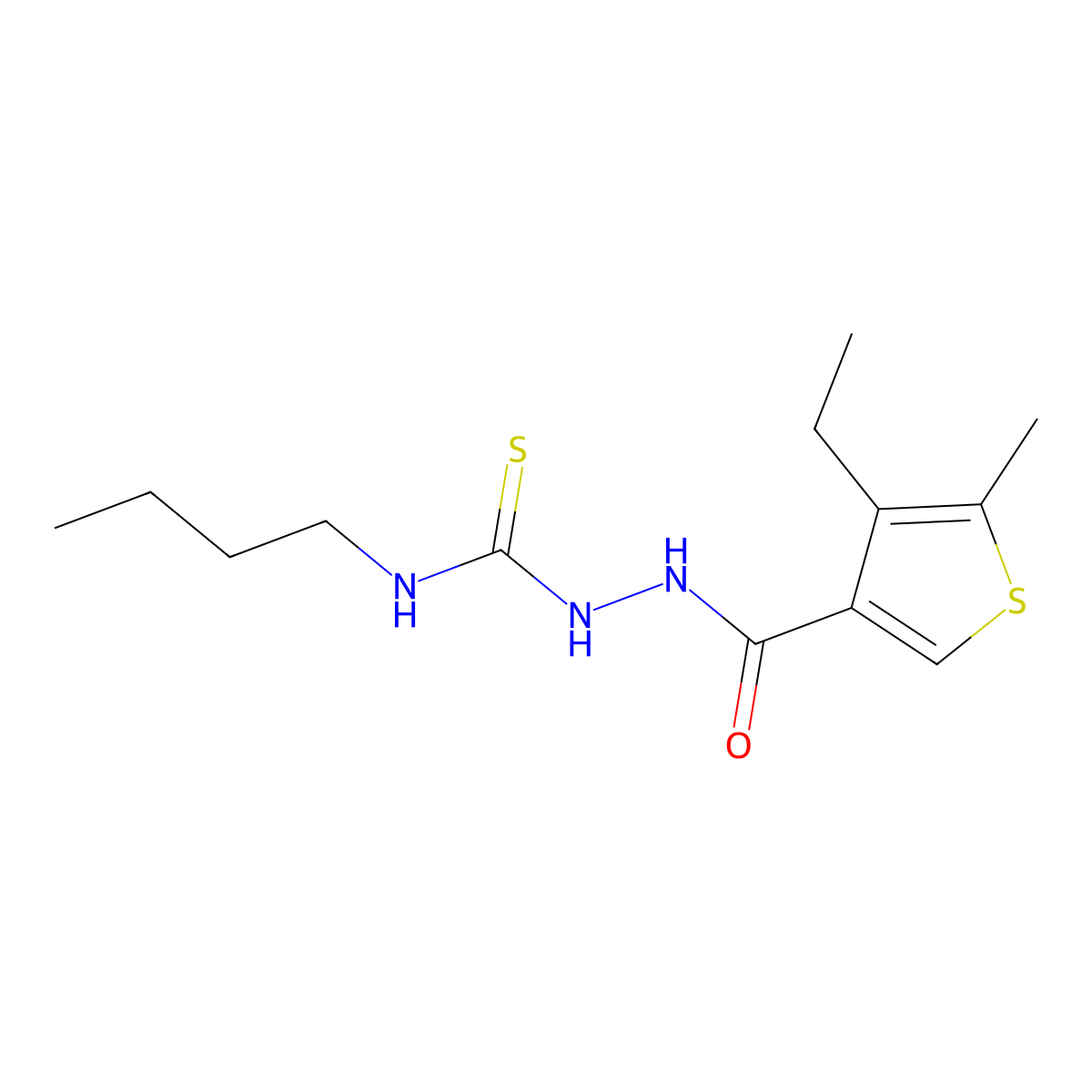 1-Butyl-3-[(4-ethyl-5-methylthiophene-3-carbonyl)amino]thiourea molecular structure, CAS 438231-06-2