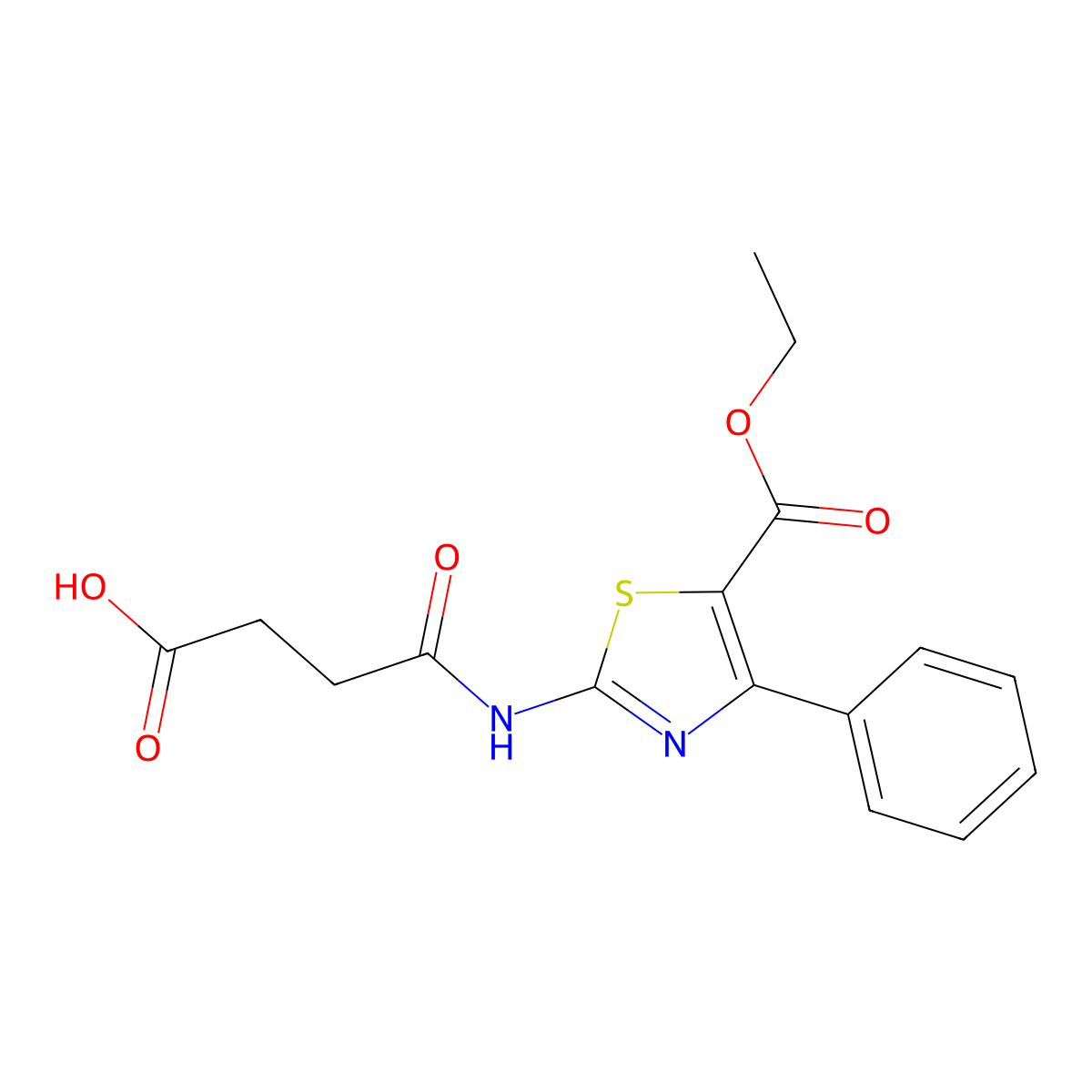 5-Ethyl 2-((3-carboxy-1-oxopropyl)amino)-4-phenyl-5-thiazolecarboxylate molecular structure, CAS 438231-20-0