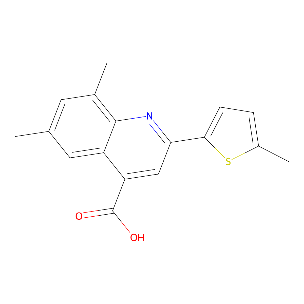 6,8-Dimethyl-2-(5-methylthiophen-2-yl)quinoline-4-carboxylic acid molecular structure, CAS 438231-24-4