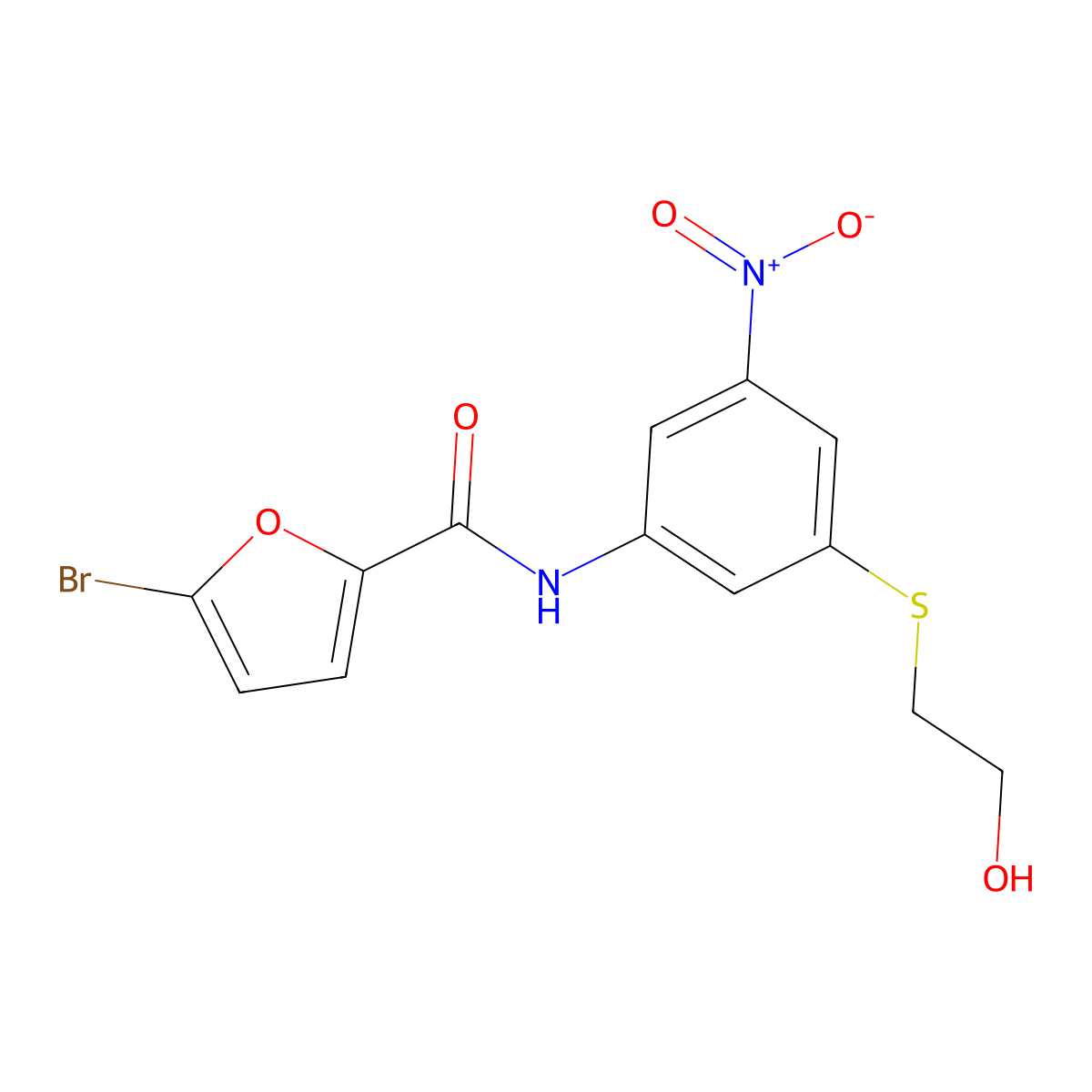 5-bromo-N-{3-[(2-hydroxyethyl)sulfanyl]-5-nitrophenyl}-2-furamide molecular structure, CAS 438231-27-7