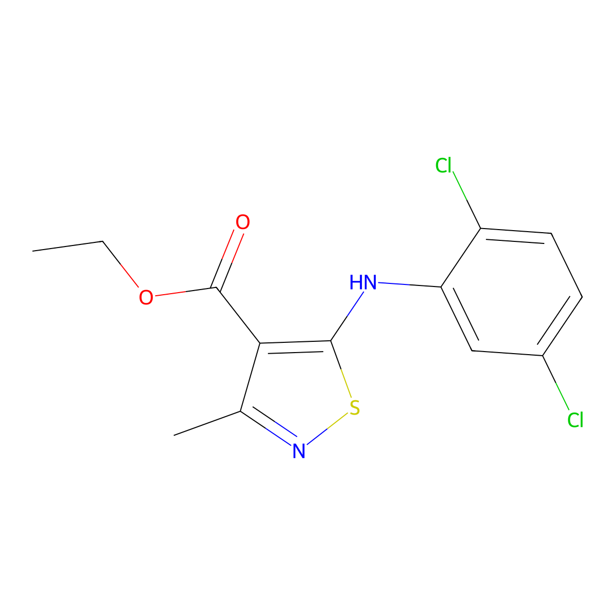 Ethyl 5-(2,5-dichloroanilino)-3-methyl-4-isothiazolecarboxylate molecular structure, CAS 438231-29-9