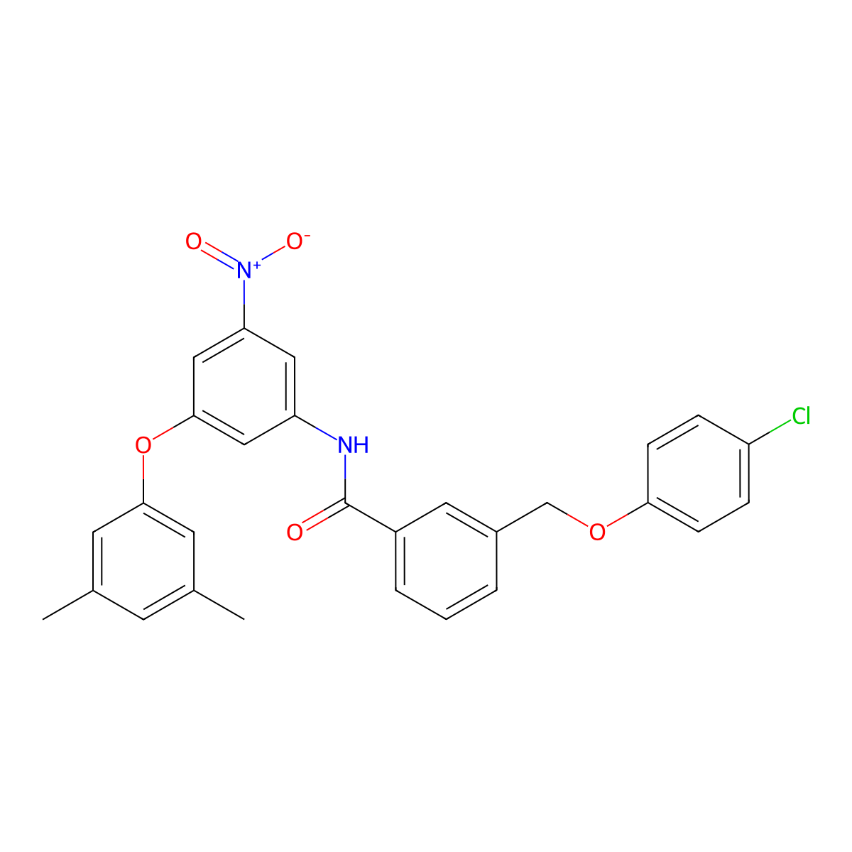 3-[(4-chlorophenoxy)methyl]-N-[3-(3,5-dimethylphenoxy)-5-nitrophenyl]benzamide molecular structure, CAS 438231-31-3