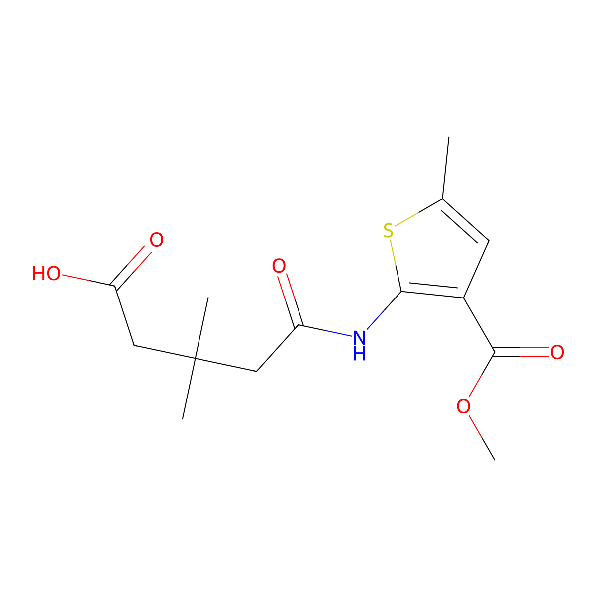 5-((3-(Methoxycarbonyl)-5-methylthiophen-2-yl)amino)-3,3-dimethyl-5-oxopentanoic acid molecular structure, CAS 438231-35-7