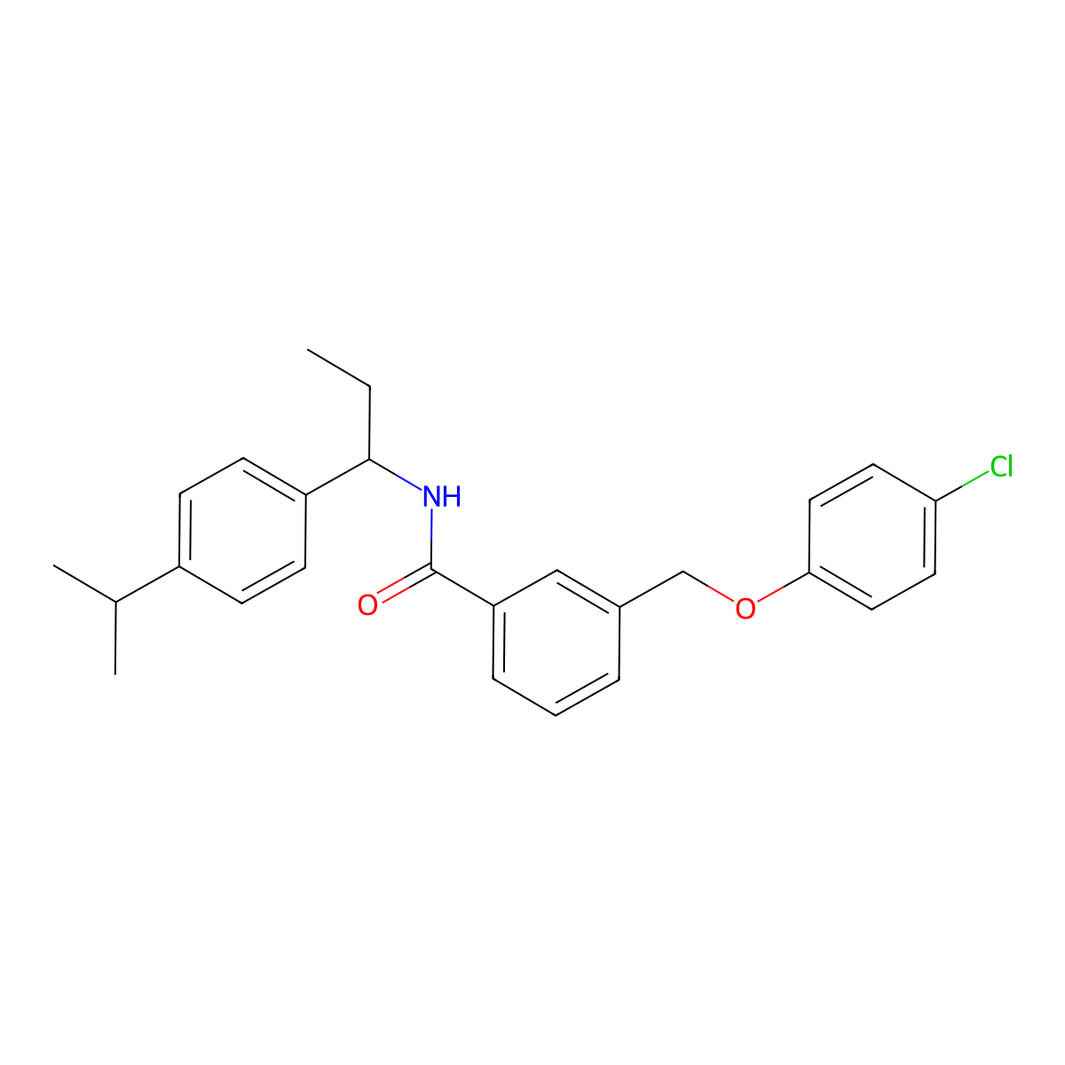 3-[(4-chlorophenoxy)methyl]-N-[1-(4-isopropylphenyl)propyl]benzamide molecular structure, CAS 438231-39-1
