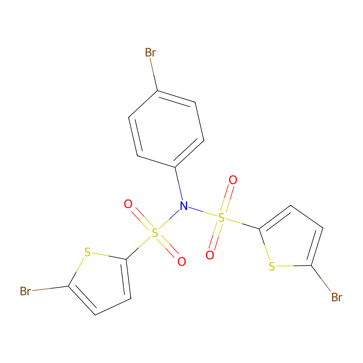 5-bromo-N-(4-bromophenyl)-N-(5-bromothiophen-2-yl)sulfonylthiophene-2-sulfonamide molecular structure, CAS 438231-40-4