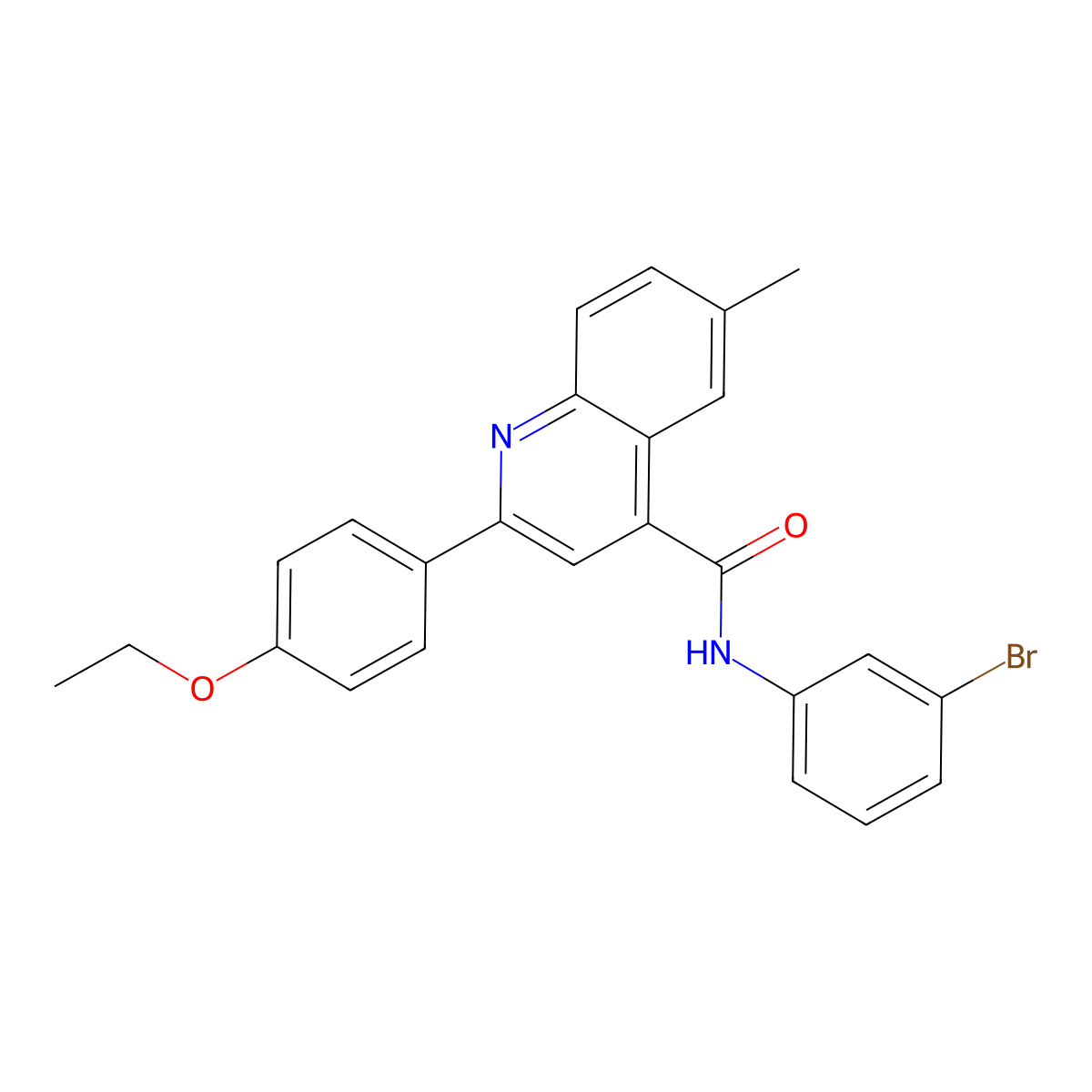 N-(3-bromophenyl)-2-(4-ethoxyphenyl)-6-methylquinoline-4-carboxamide molecular structure, CAS 438231-47-1