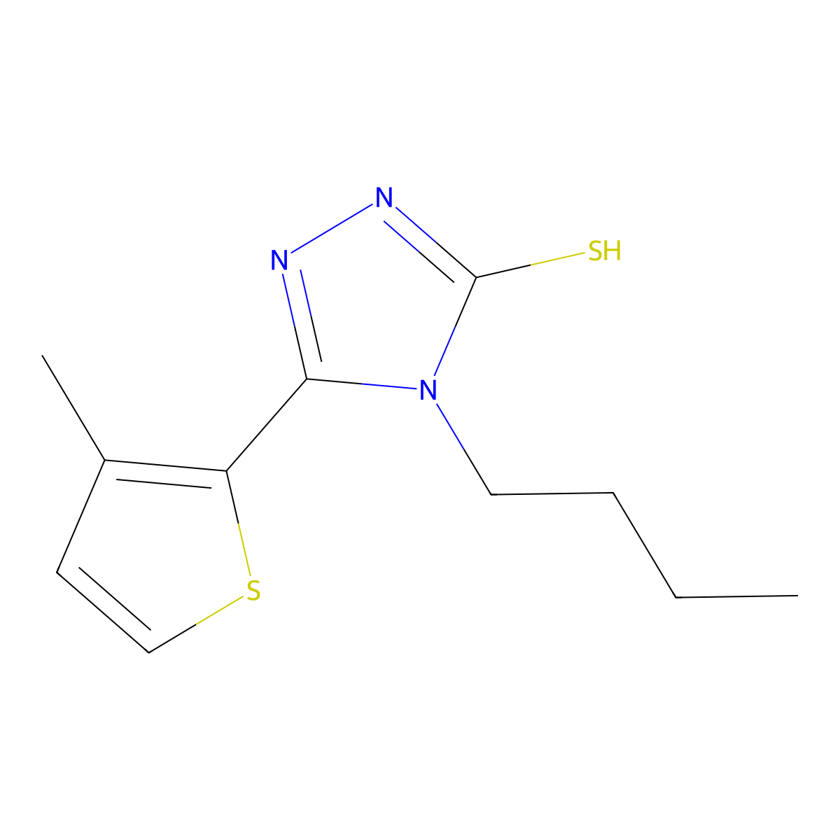 4-butyl-3-(3-methyl-2-thiophenyl)-1H-1,2,4-triazole-5-thione molecular structure, CAS 438231-48-2
