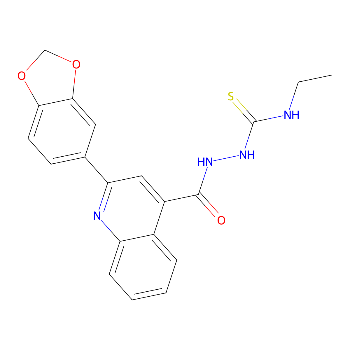 1-[[2-(1,3-Benzodioxol-5-yl)quinoline-4-carbonyl]amino]-3-ethylthiourea molecular structure, CAS 438231-49-3