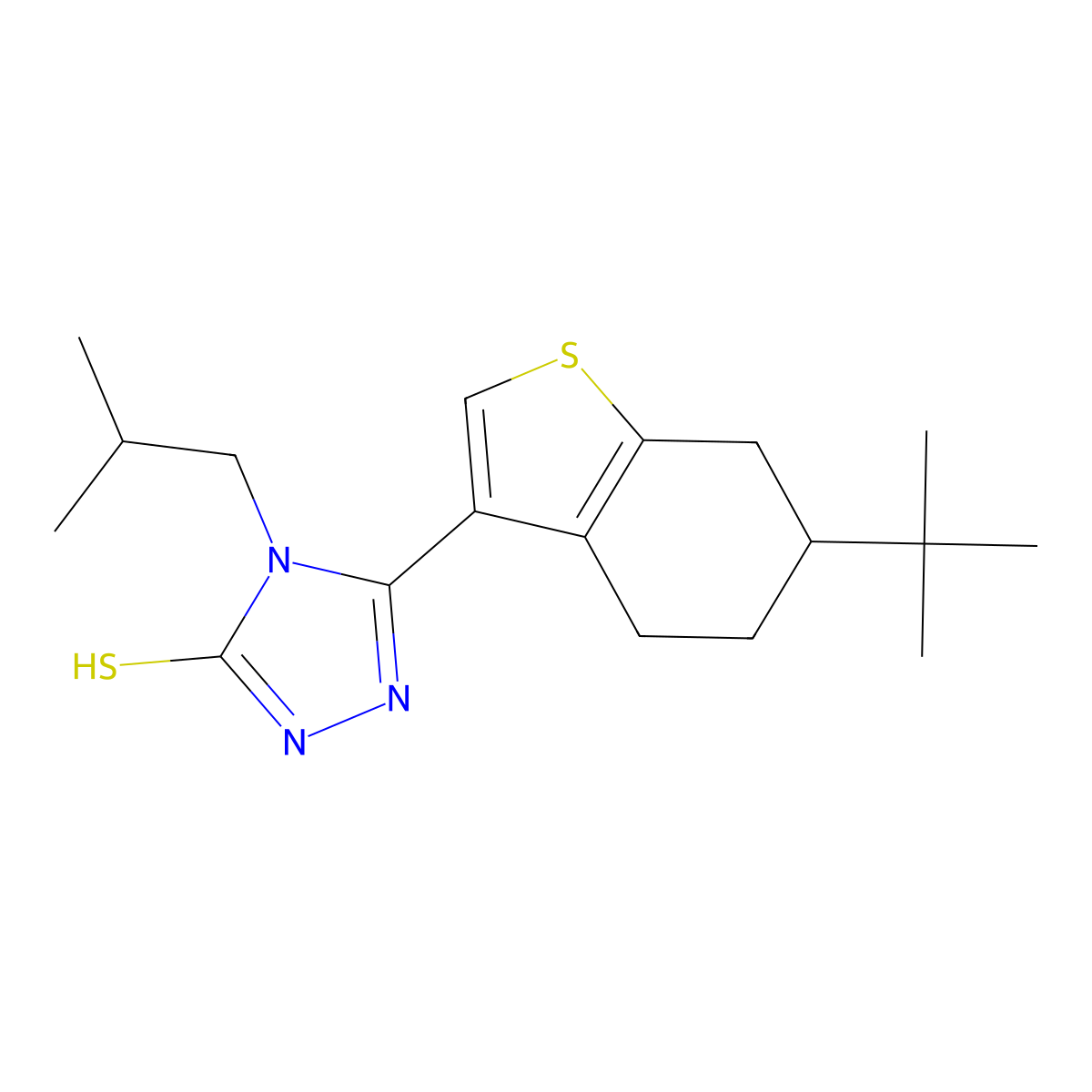3-(6-tert-butyl-4,5,6,7-tetrahydro-1-benzothiophen-3-yl)-4-(2-methylpropyl)-1H-1,2,4-triazole-5-thione molecular structure, CAS 438231-63-1