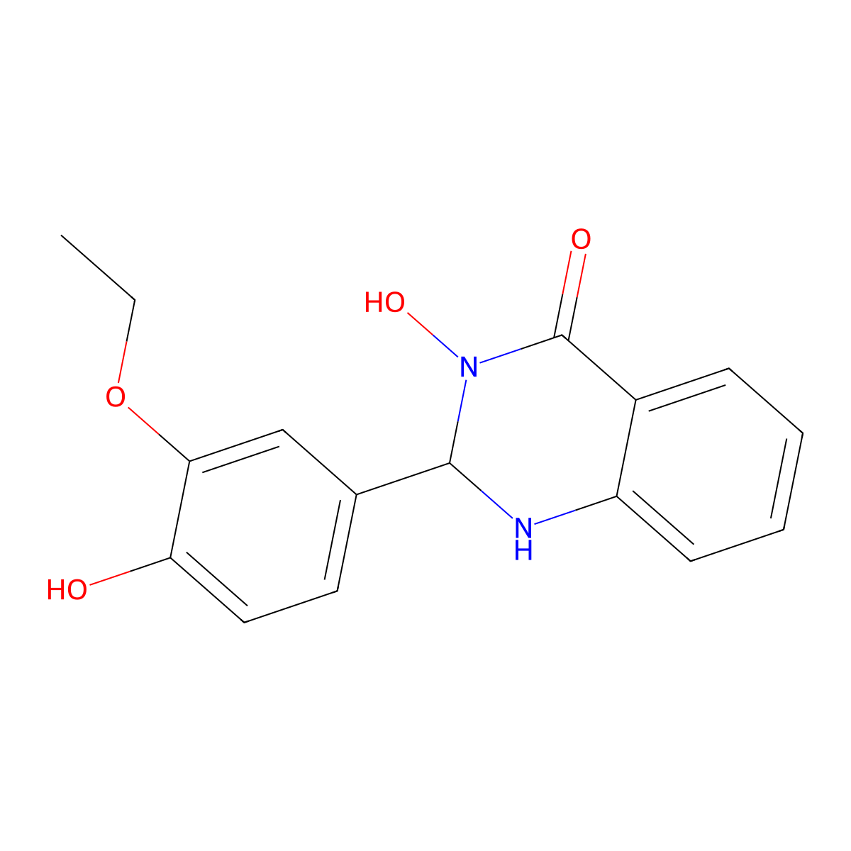 2-(3-Ethoxy-4-hydroxyphenyl)-3-hydroxy-1,2-dihydroquinazolin-4-one molecular structure, CAS 438231-69-7