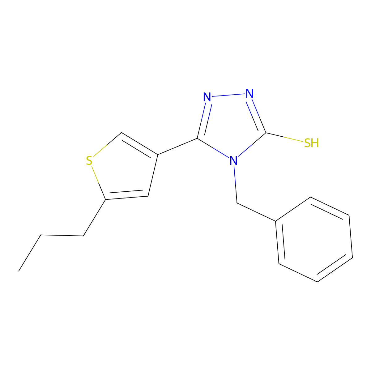 4-(phenylmethyl)-3-(5-propyl-3-thiophenyl)-1H-1,2,4-triazole-5-thione molecular structure, CAS 438231-73-3
