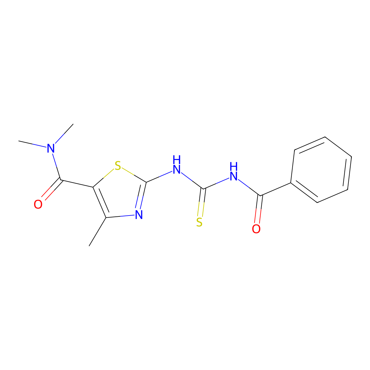 2-{[(benzoylamino)carbothioyl]amino}-N,N,4-trimethyl-1,3-thiazole-5-carboxamide molecular structure, CAS 438231-76-6