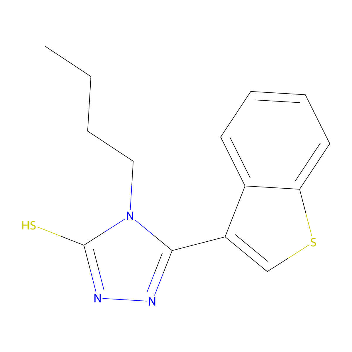 3-(1-benzothiophen-3-yl)-4-butyl-1H-1,2,4-triazole-5-thione molecular structure, CAS 438231-88-0