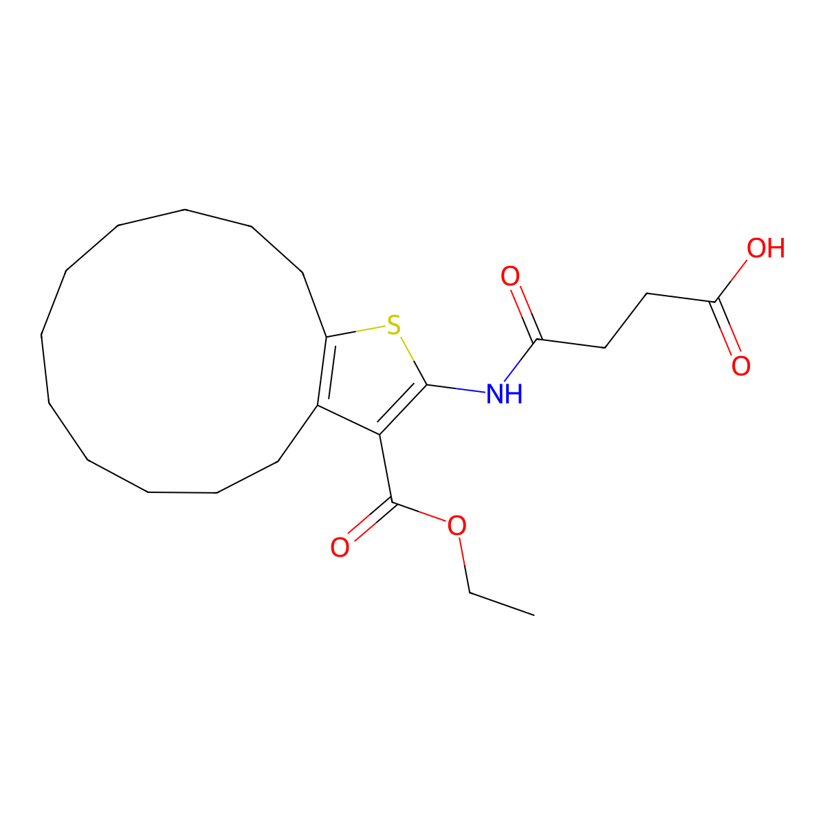 4-[(16-Ethoxycarbonyl-14-thiabicyclo[11.3.0]hexadeca-1(13),15-dien-15-yl)amino]-4-oxobutanoic acid molecular structure, CAS 438231-90-4