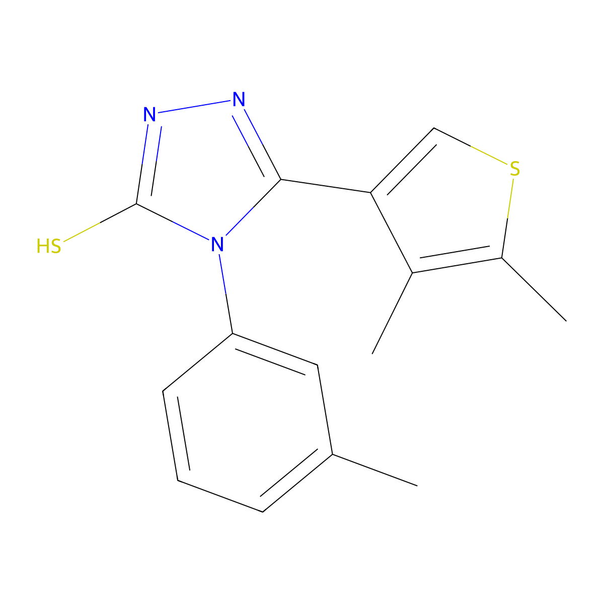 3-(4,5-dimethylthiophen-3-yl)-4-(3-methylphenyl)-1H-1,2,4-triazole-5-thione molecular structure, CAS 438231-92-6