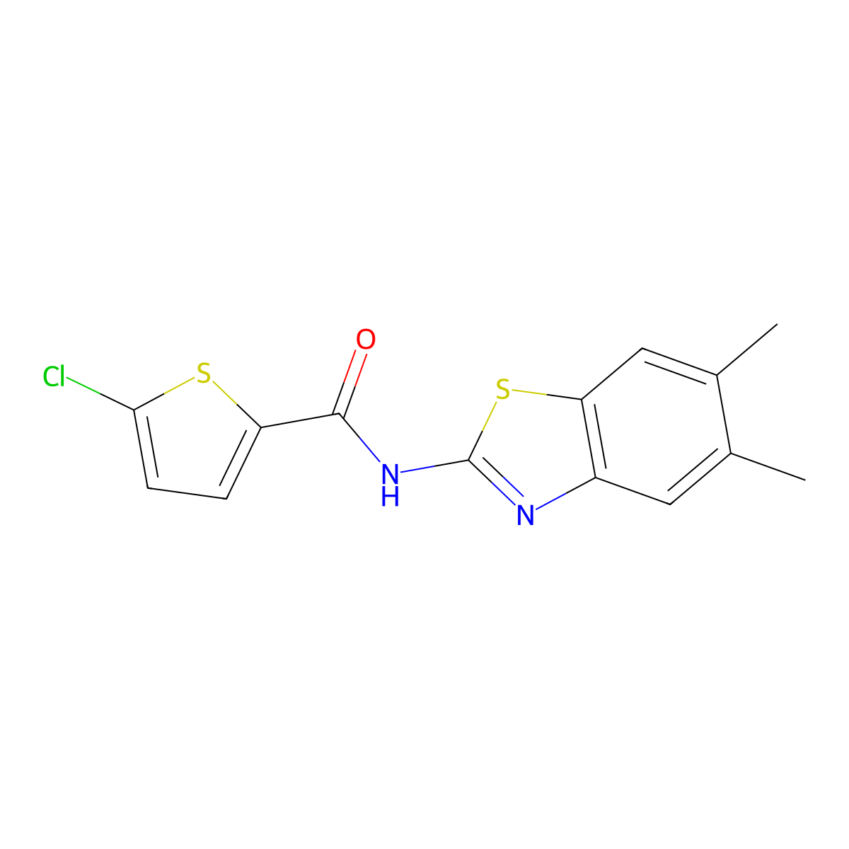 5-chloro-N-(5,6-dimethyl-1,3-benzothiazol-2-yl)thiophene-2-carboxamide molecular structure, CAS 438231-96-0