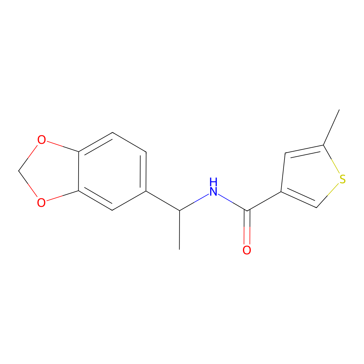 N-[1-(1,3-benzodioxol-5-yl)ethyl]-5-methylthiophene-3-carboxamide molecular structure, CAS 438231-98-2