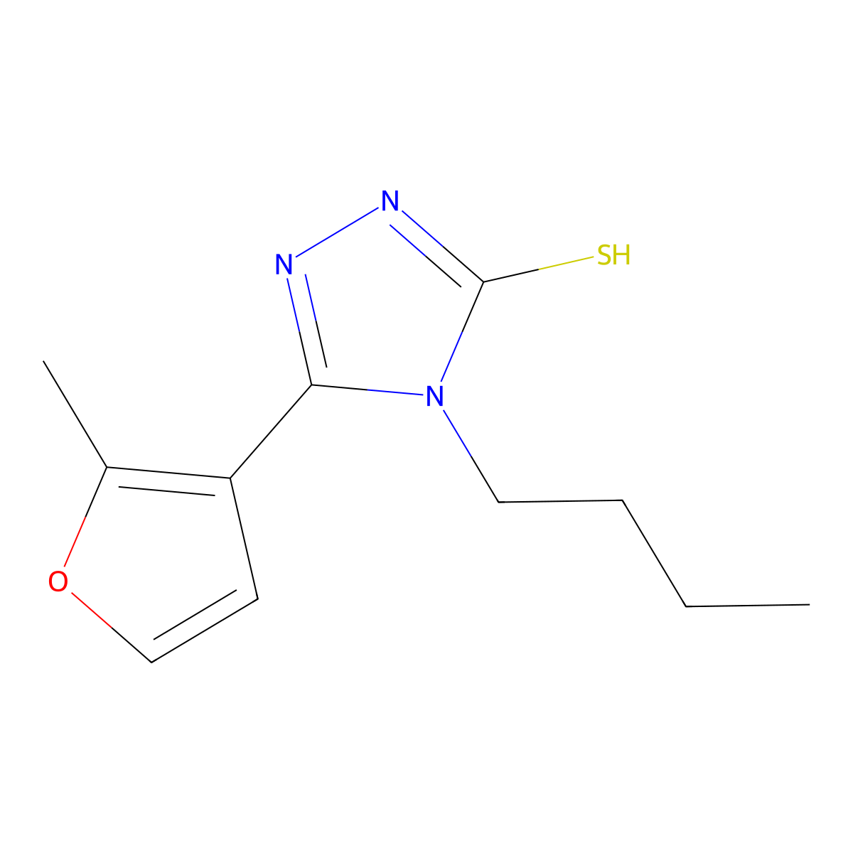 4-butyl-5-(2-methyl-3-furyl)-4H-1,2,4-triazole-3-thiol molecular structure, CAS 438232-01-0