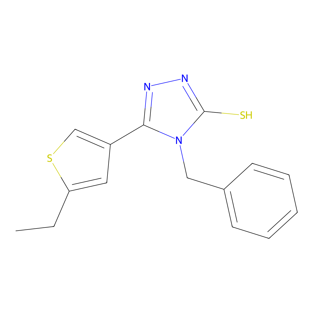 4-benzyl-3-(5-ethylthiophen-3-yl)-1H-1,2,4-triazole-5-thione molecular structure, CAS 438232-09-8