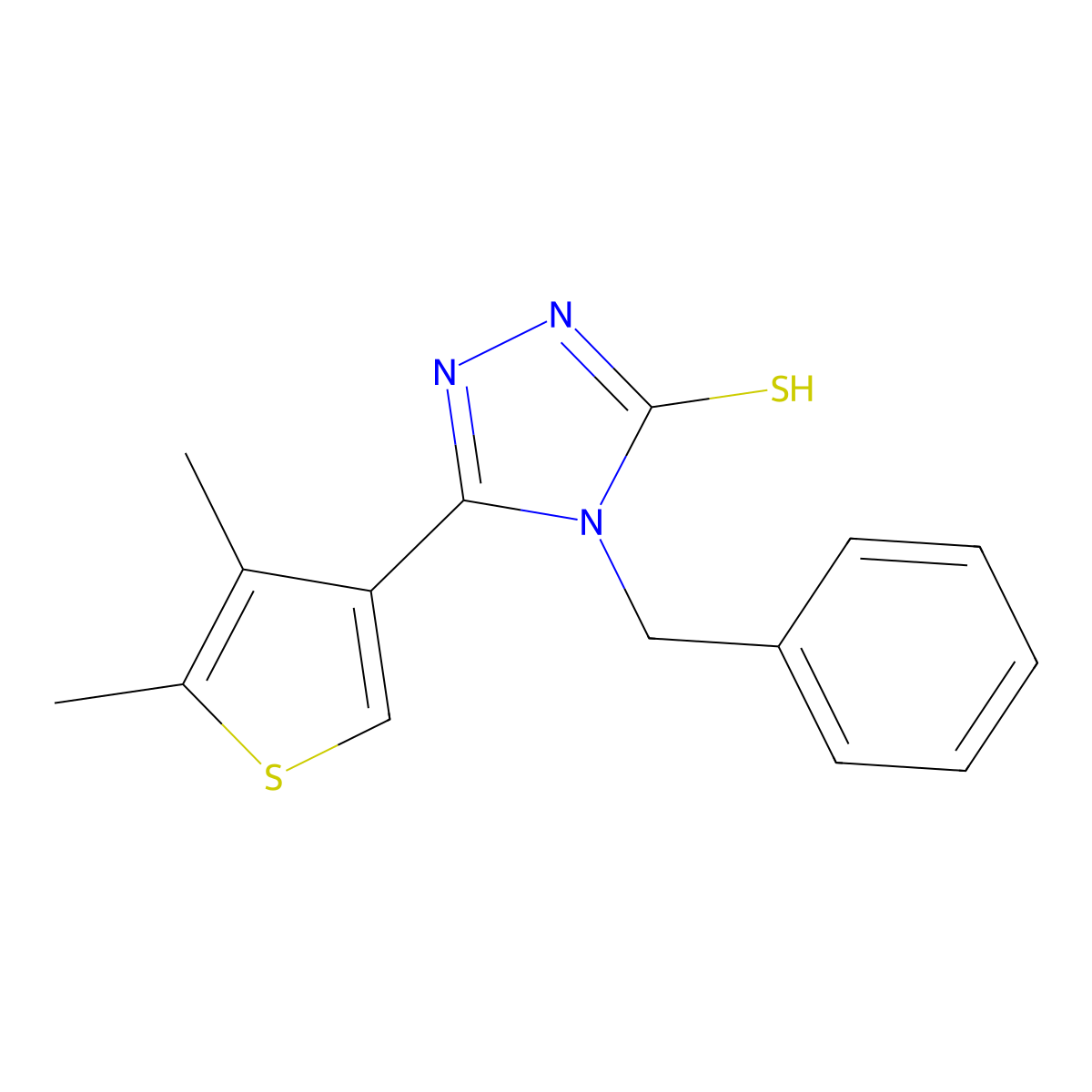 4-benzyl-3-(4,5-dimethylthiophen-3-yl)-1H-1,2,4-triazole-5-thione molecular structure, CAS 438232-43-0