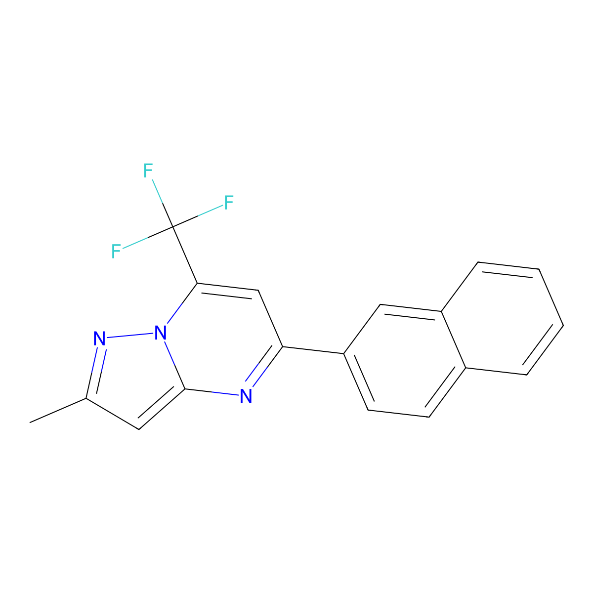 2-Methyl-5-(2-naphthyl)-7-(trifluoromethyl)pyrazolo[1,5-a]pyrimidine molecular structure, CAS 438232-44-1