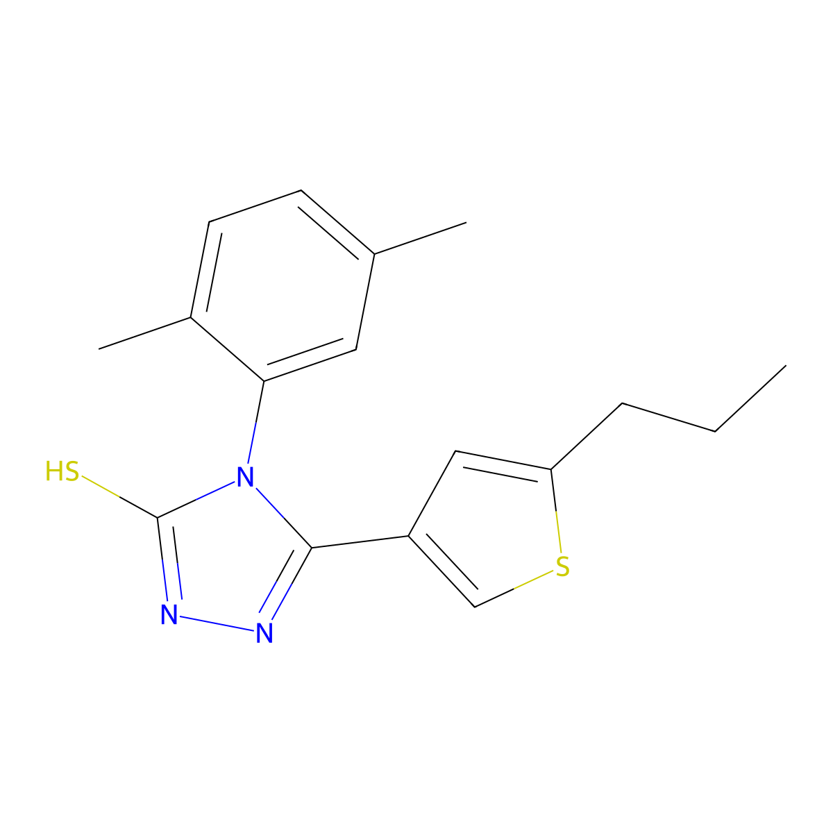 4-(2,5-dimethylphenyl)-5-(5-propyl-3-thienyl)-4H-1,2,4-triazol-3-yl hydrosulfide molecular structure, CAS 438232-47-4