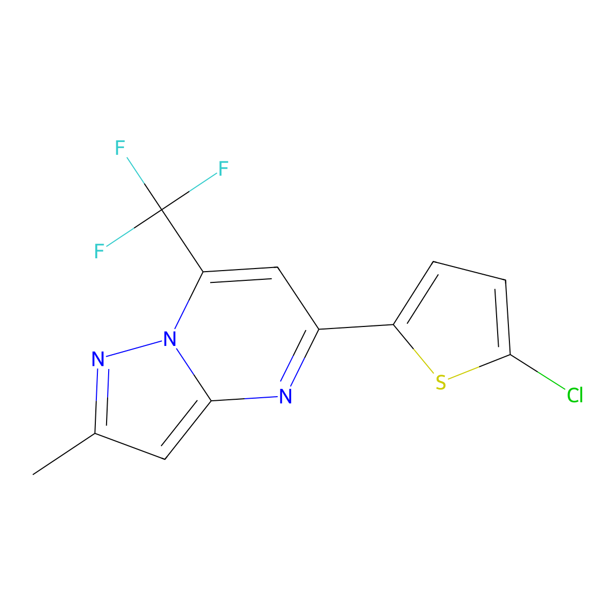 5-(5-Chlorothiophen-2-yl)-2-methyl-7-(trifluoromethyl)pyrazolo[1,5-a]pyrimidine molecular structure, CAS 438232-49-6