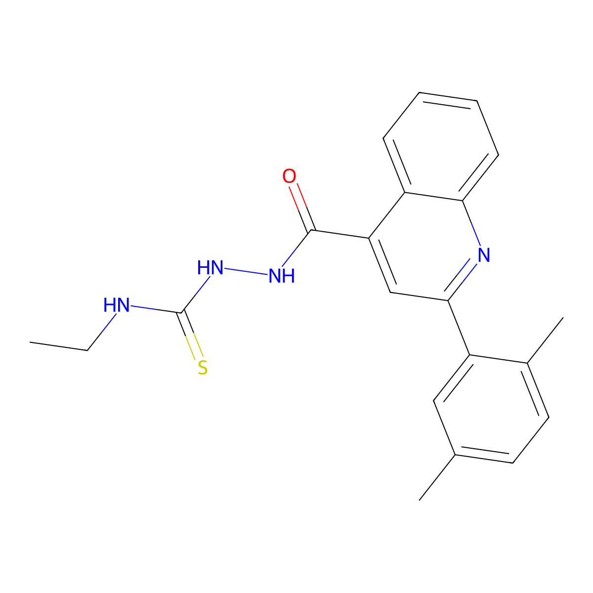 1-[[2-(2,5-Dimethylphenyl)quinoline-4-carbonyl]amino]-3-ethylthiourea molecular structure, CAS 438232-56-5
