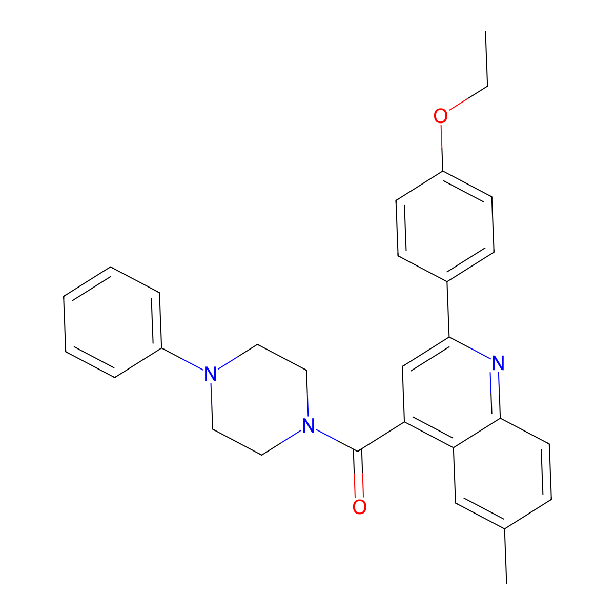 [2-(4-Ethoxyphenyl)-6-methylquinolin-4-yl]-(4-phenylpiperazin-1-yl)methanone molecular structure, CAS 438232-61-2