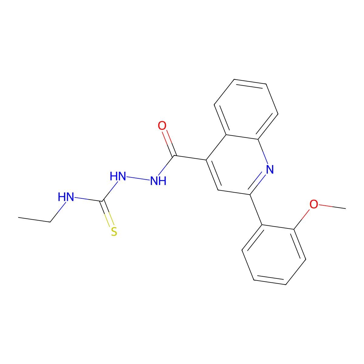 1-Ethyl-3-[[2-(2-methoxyphenyl)quinoline-4-carbonyl]amino]thiourea molecular structure, CAS 438232-63-4