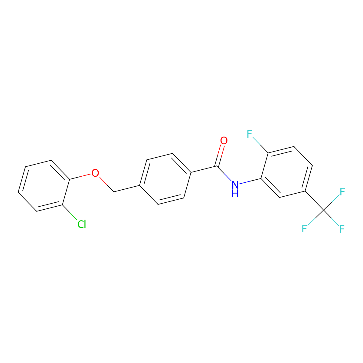 4-[(2-chlorophenoxy)methyl]-N-[2-fluoro-5-(trifluoromethyl)phenyl]benzamide molecular structure, CAS 438232-67-8