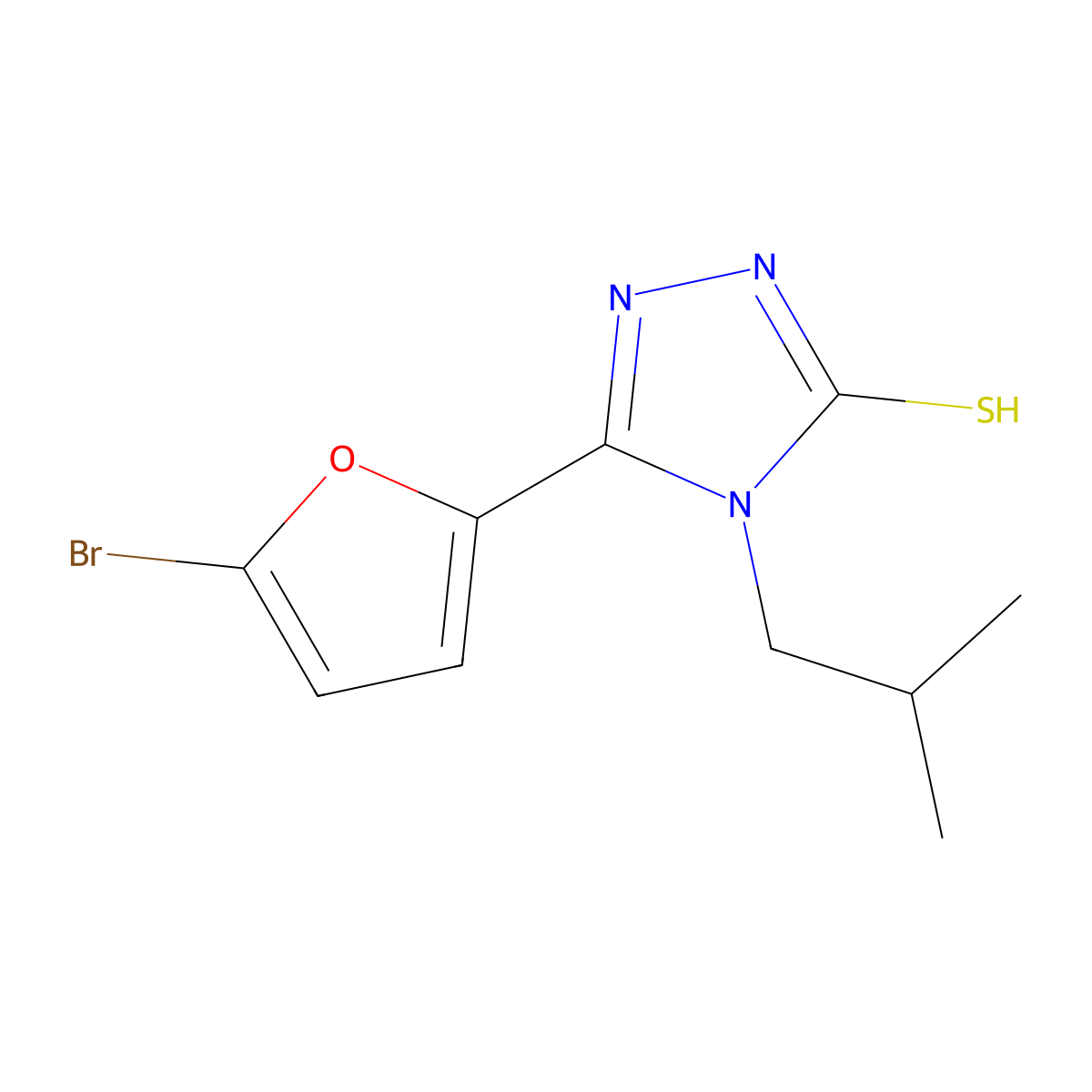 5-(5-bromo-2-furyl)-4-isobutyl-4H-1,2,4-triazol-3-yl hydrosulfide molecular structure, CAS 438232-70-3