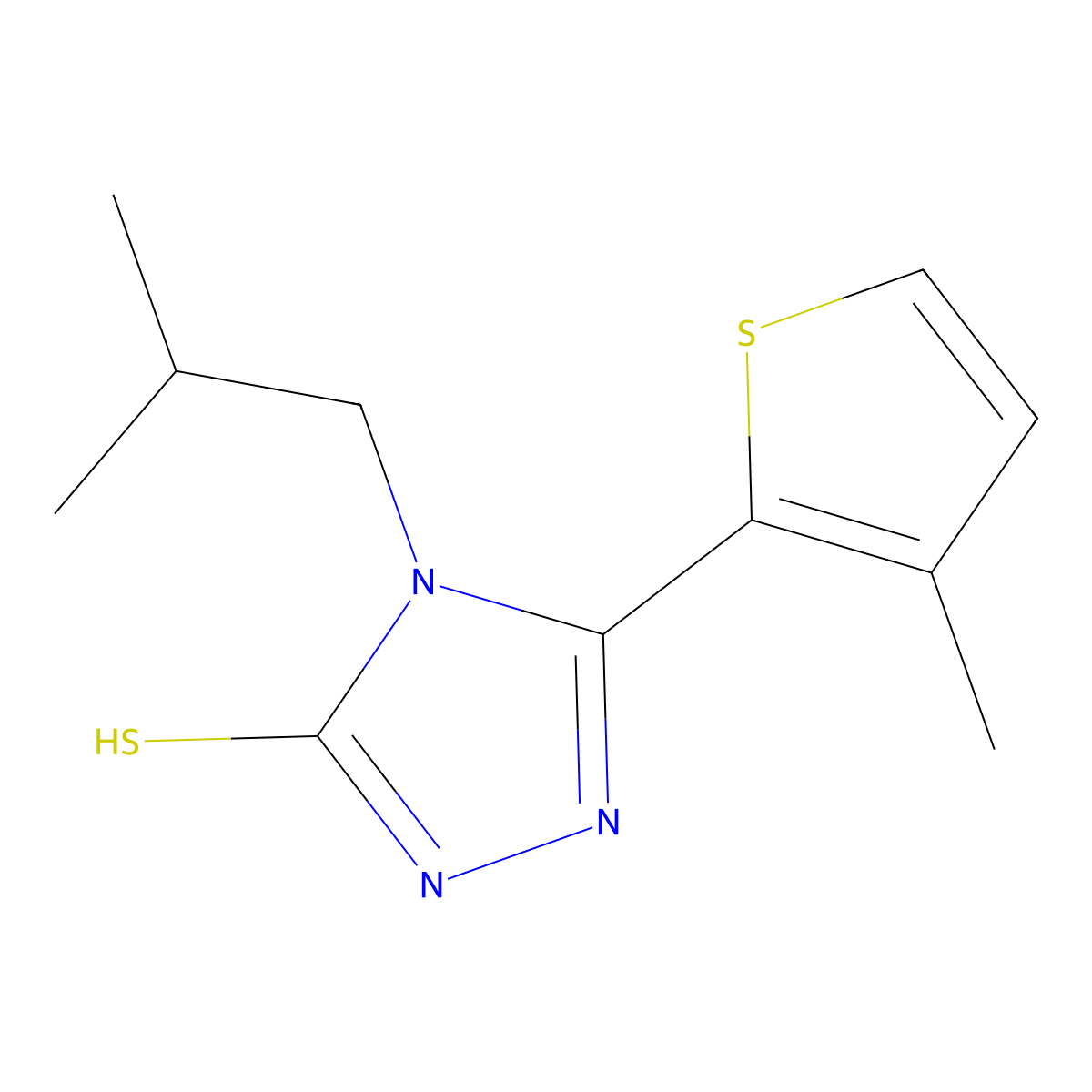 4-isobutyl-5-(3-methyl-2-thienyl)-4H-1,2,4-triazol-3-yl hydrosulfide molecular structure, CAS 438232-73-6