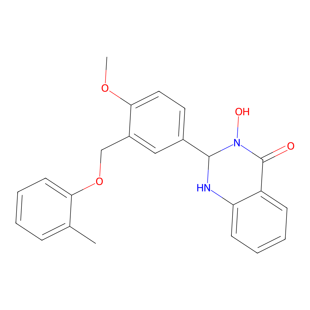 3-Hydroxy-2-[4-methoxy-3-[(2-methylphenoxy)methyl]phenyl]-1,2-dihydroquinazolin-4-one molecular structure, CAS 438232-77-0
