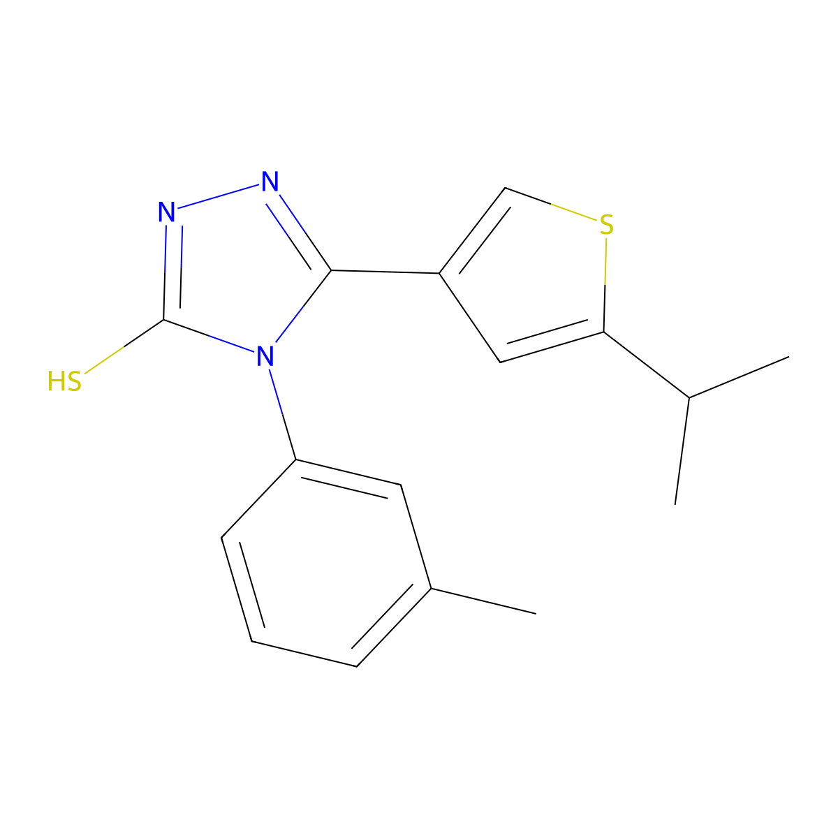 4-(3-methylphenyl)-3-(5-propan-2-yl-3-thiophenyl)-1H-1,2,4-triazole-5-thione molecular structure, CAS 438232-80-5