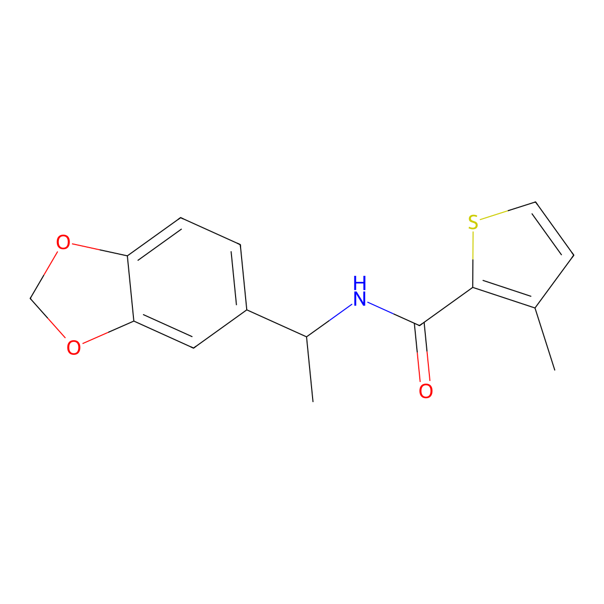 N-[1-(1,3-benzodioxol-5-yl)ethyl]-3-methylthiophene-2-carboxamide molecular structure, CAS 438232-82-7